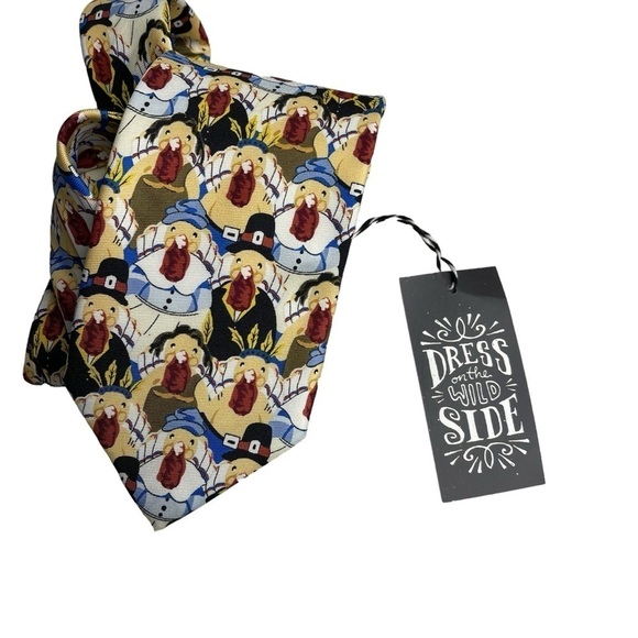 PILGRIMS AND INDIANS IVORY TIE Wild Ties by Ties dot Com - Picture 1 of 6